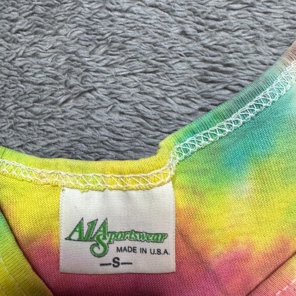 Vintage Tie Dye 90s Tank Shirt Womens S Oversized Rainbow Psychedelic Distressed - Picture 4 of 10